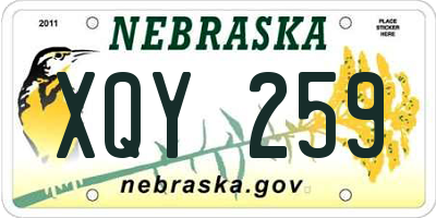 NE license plate XQY259