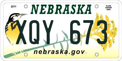 NE license plate XQY673
