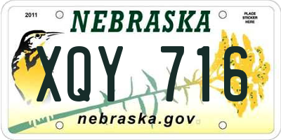 NE license plate XQY716
