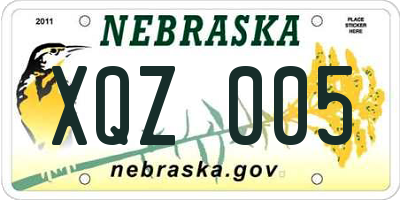 NE license plate XQZ005