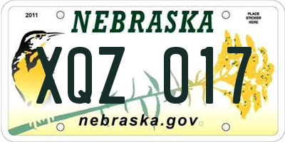 NE license plate XQZ017