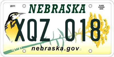 NE license plate XQZ018