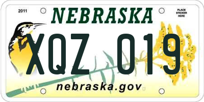 NE license plate XQZ019