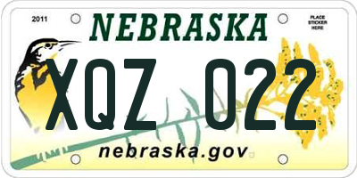 NE license plate XQZ022