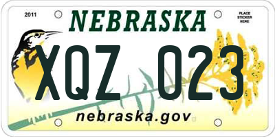 NE license plate XQZ023