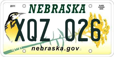 NE license plate XQZ026