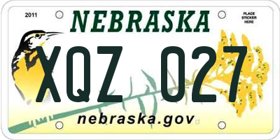 NE license plate XQZ027