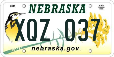 NE license plate XQZ037