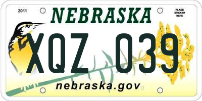 NE license plate XQZ039