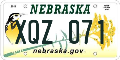 NE license plate XQZ071