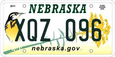 NE license plate XQZ096