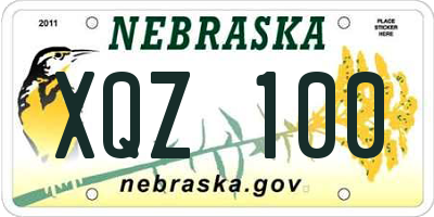 NE license plate XQZ100