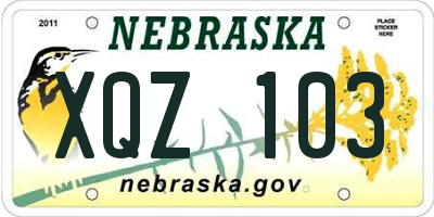 NE license plate XQZ103