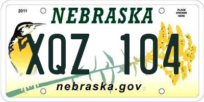 NE license plate XQZ104