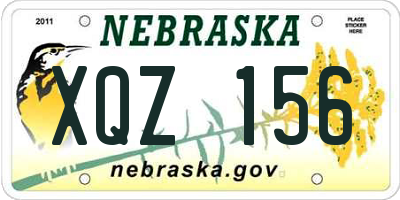 NE license plate XQZ156