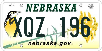 NE license plate XQZ196