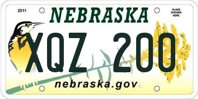 NE license plate XQZ200
