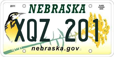 NE license plate XQZ201