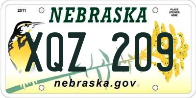 NE license plate XQZ209