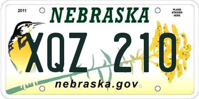 NE license plate XQZ210