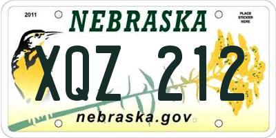 NE license plate XQZ212