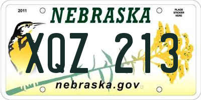 NE license plate XQZ213