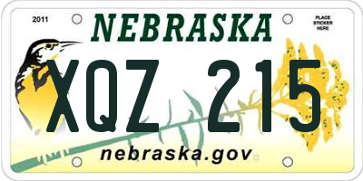 NE license plate XQZ215