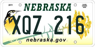 NE license plate XQZ216