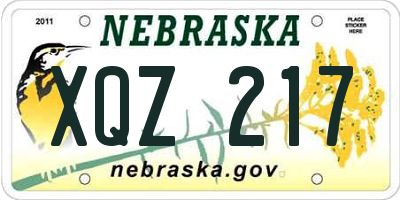 NE license plate XQZ217