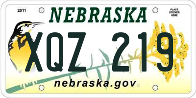 NE license plate XQZ219