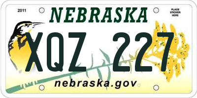 NE license plate XQZ227