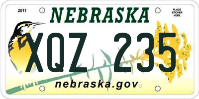 NE license plate XQZ235