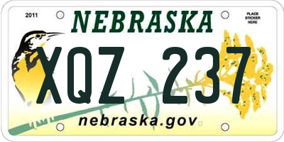 NE license plate XQZ237