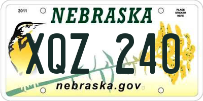 NE license plate XQZ240