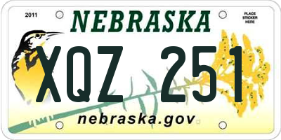 NE license plate XQZ251