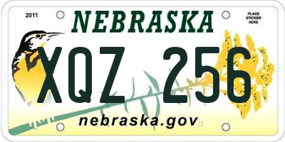 NE license plate XQZ256