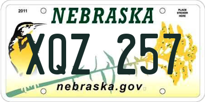 NE license plate XQZ257