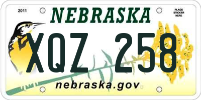 NE license plate XQZ258