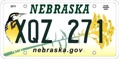 NE license plate XQZ271