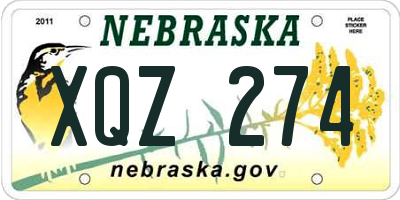 NE license plate XQZ274