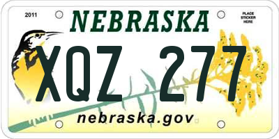 NE license plate XQZ277