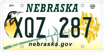 NE license plate XQZ287