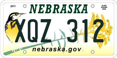 NE license plate XQZ312