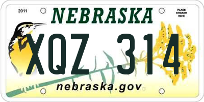 NE license plate XQZ314