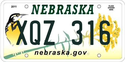 NE license plate XQZ316