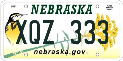 NE license plate XQZ333