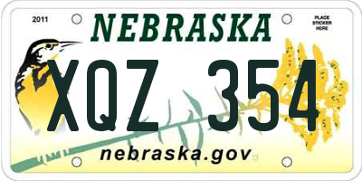 NE license plate XQZ354