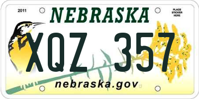 NE license plate XQZ357