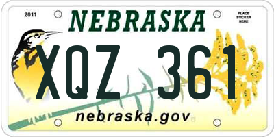 NE license plate XQZ361