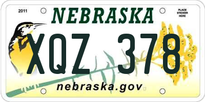 NE license plate XQZ378